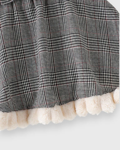 2Pc Baby Girl Furry Jacket & Glen Plaid Dress