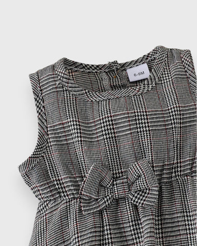 2Pc Baby Girl Furry Jacket & Glen Plaid Dress