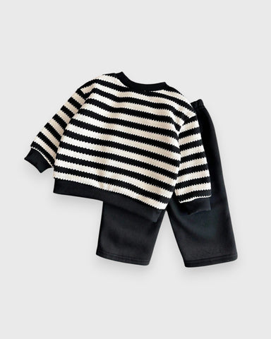 2 Pc Baby Boy Thick Fleece Lined Bear Shirt & Pant Set