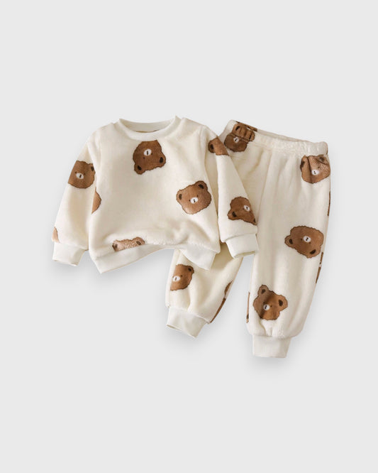 Unisex Baby Plush Flannel Bear Shirt & Pants Set