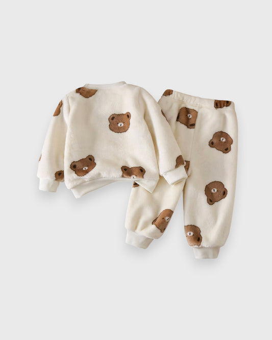 Unisex Baby Plush Flannel Bear Shirt & Pants Set