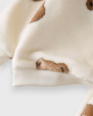 Unisex Baby Plush Flannel Bear Shirt & Pants Set