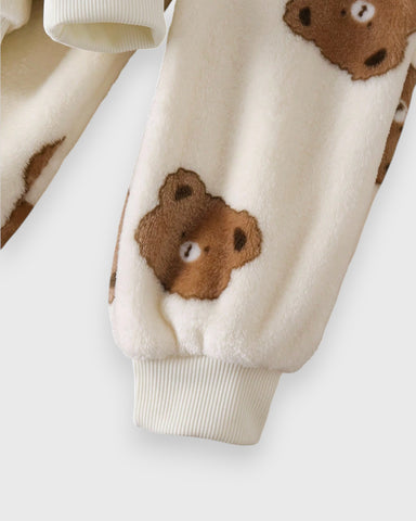 Unisex Baby Plush Flannel Bear Shirt & Pants Set