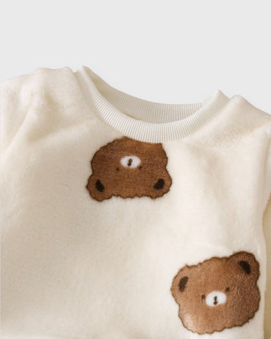 Unisex Baby Plush Flannel Bear Shirt & Pants Set