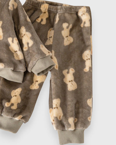 Unisex Baby Plush Flannel Bear Shirt & Pants Set
