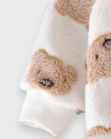 3 Pc Baby Plush Flannel Bear Shirt & Pants Set