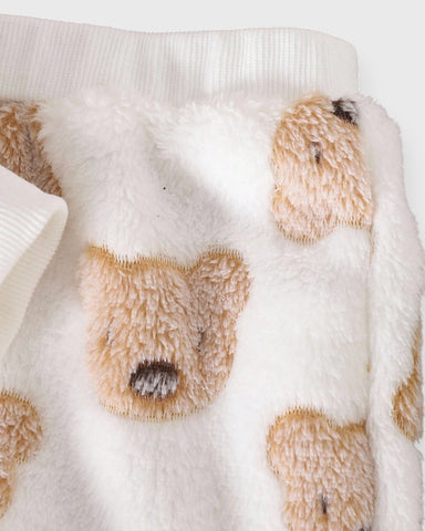 3 Pc Baby Plush Flannel Bear Shirt & Pants Set