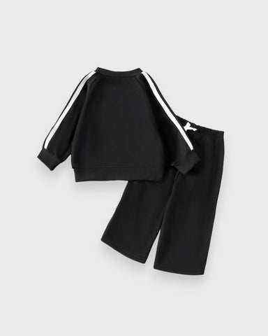 2 Pc Baby Girl Stripe Bow Sweat Suit Set