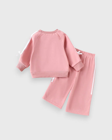 2 Pc Baby Girl Stripe Bow Sweat Suit Set