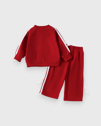 2 Pc Baby Girl Stripe Bow Sweat Suit Set