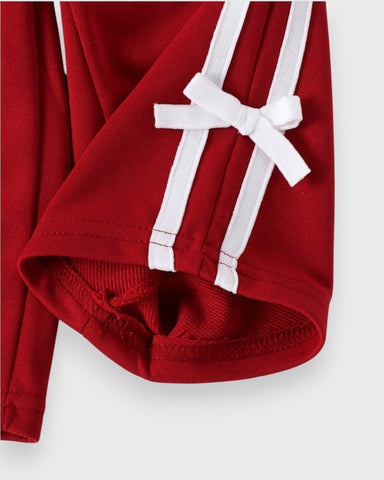 2 Pc Baby Girl Stripe Bow Sweat Suit Set