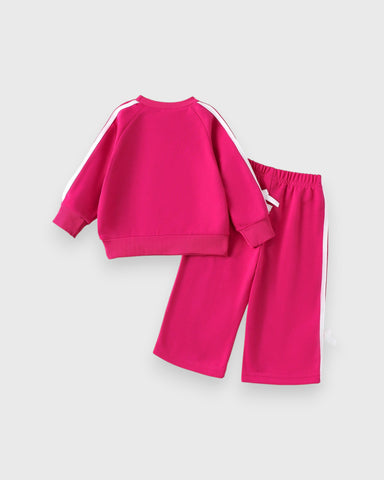 2 Pc Baby Girl Stripe Bow Sweat Suit Set