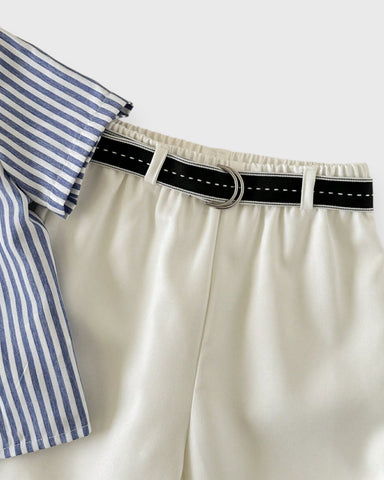 3 Pc Baby Boy Stripe Shirt w/ Shawl Scarf & Pants Set