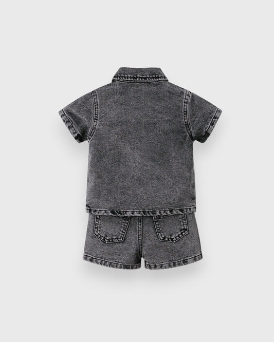 2 Piece Baby Boy Denim Shorts Shirt Set