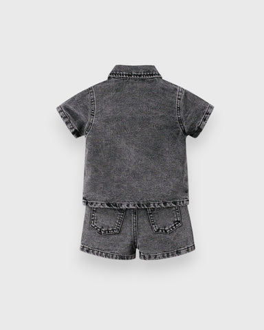 2 Piece Baby Boy Denim Shorts Shirt Set