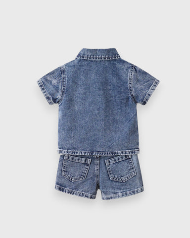 2 Piece Baby Boy Denim Shorts Shirt Set
