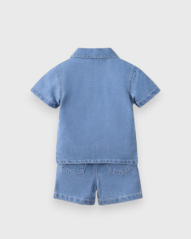 2 Piece Baby Boy Denim Shorts Shirt Set