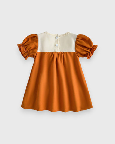 Baby Girl Emb Flower Bubble Sleeve Dress