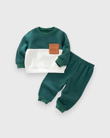 2 Pc Baby Boy Colorblock Sweatshirt & Pants