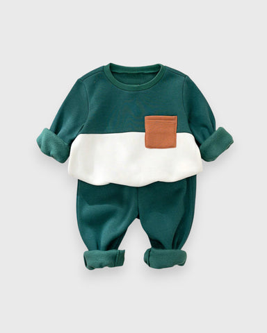 2 Pc Baby Boy Colorblock Sweatshirt & Pants