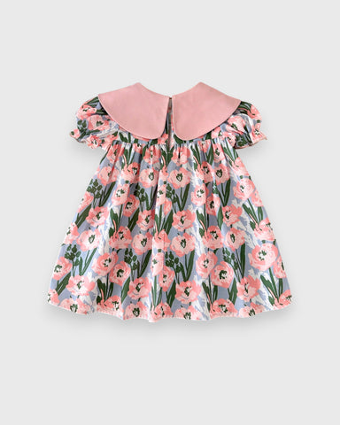 Baby Girls Big Collar Bow Floral Dress
