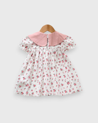 Baby Girls Big Collar Bow Floral Dress