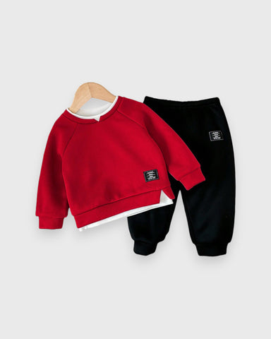 2 Pc Baby Boy Double Layer Sweatshirt & Pants Set
