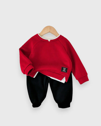 2 Pc Baby Boy Double Layer Sweatshirt & Pants Set