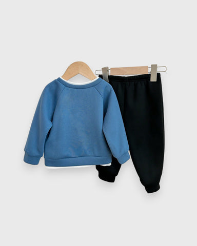 2 Pc Baby Boy Double Layer Sweatshirt & Pants Set