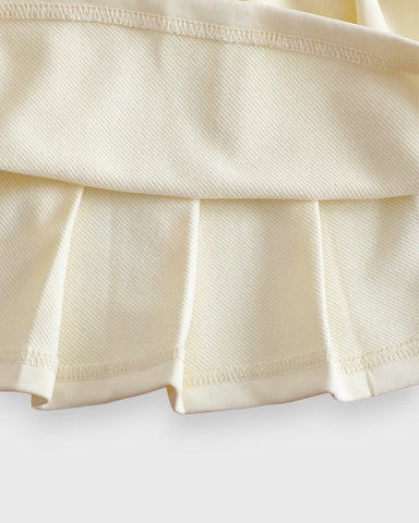 2 Pcs Girls Bear Patch Polo Shirt & Pleat Skirt