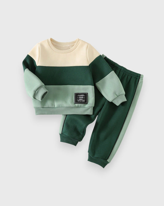 2 Pc Baby Boy Colorblock Sweatshirt & Pants Set