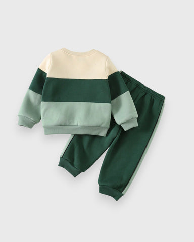 2 Pc Baby Boy Colorblock Sweatshirt & Pants Set