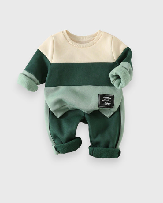 2 Pc Baby Boy Colorblock Sweatshirt & Pants Set