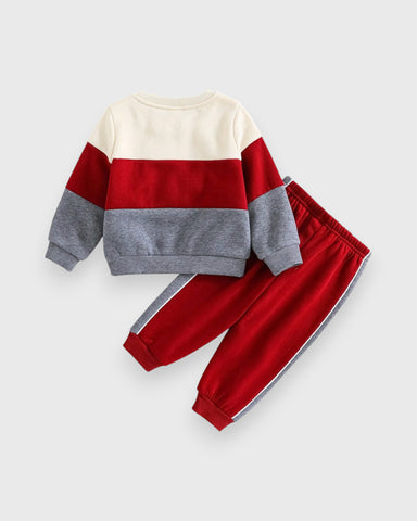 2 Pc Baby Boy Colorblock Sweatshirt & Pants Set