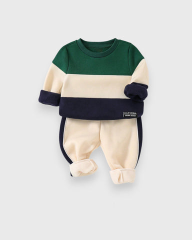 2 Pc Baby Boy Colorblock Sweatshirt & Pants Set