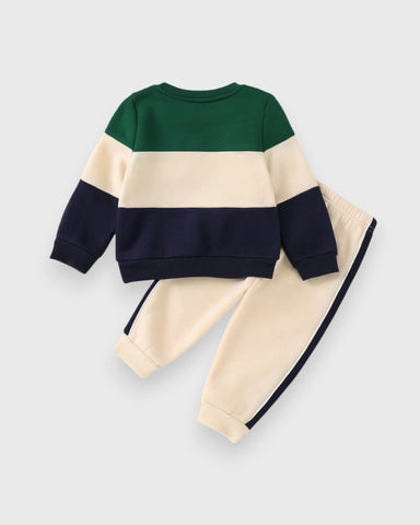 2 Pc Baby Boy Colorblock Sweatshirt & Pants Set