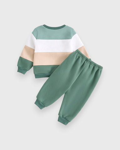 2 Pc Baby Boy Colorblock Sweatshirt & Pants Set