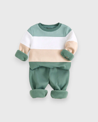 2 Pc Baby Boy Colorblock Sweatshirt & Pants Set