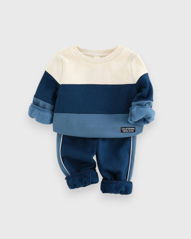 2 Pc Baby Boy Colorblock Sweatshirt & Pants Set