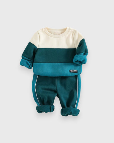 2 Pc Baby Boy Colorblock Sweatshirt & Pants Set