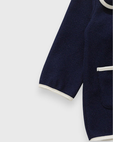 Baby Girl Contrast Piping Wavy Collar Coat