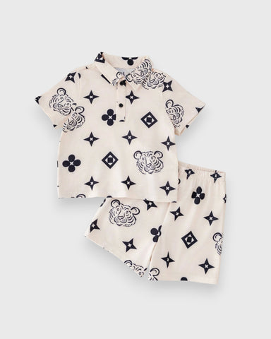 Baby Boy Tiger & Diamond Print Set