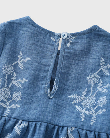 Baby Girl Cross stitch Print Long Sleeve Dress