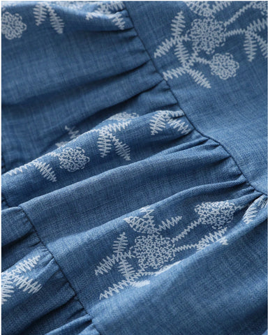 Baby Girl Cross stitch Print Long Sleeve Dress