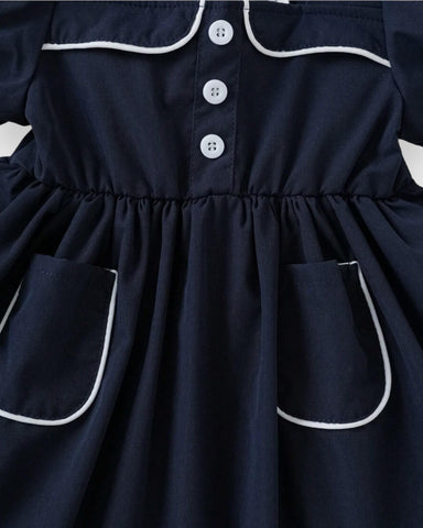 2 Pc Baby Girl Contrast Piping Sailor Set