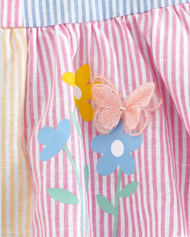2 Pc Baby Girl Stripe Peplum Shirt & Shorts Set