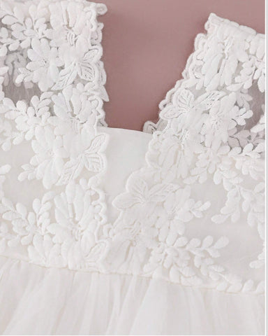 2 pc Baby Girl Lace Party Dress w/ Bonnet