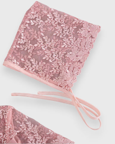 2 pc Baby Girl Lace Party Dress w/ Bonnet