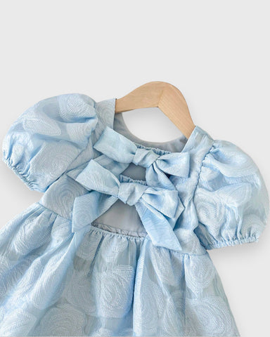 Baby Girl Triple Bow Back Jacquard Dress
