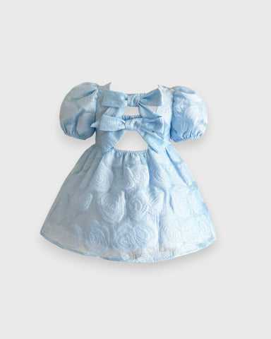 Baby Girl Triple Bow Back Jacquard Dress